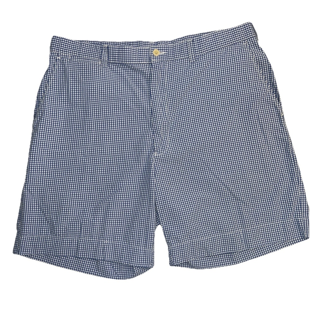 Polo Ralph Lauren Prospect Shorts 38T Blue White Gingham Cotton Plaid 7.5 Inseam